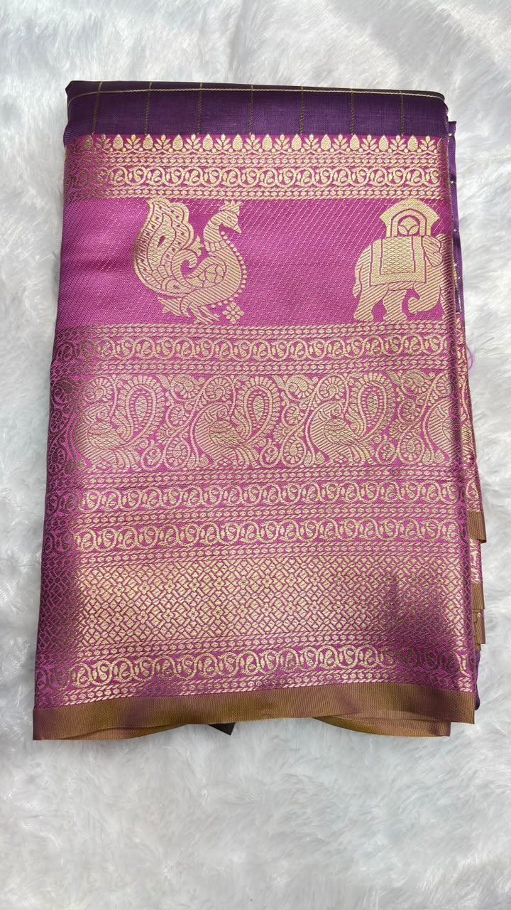 Checked Paithani Silk Saree