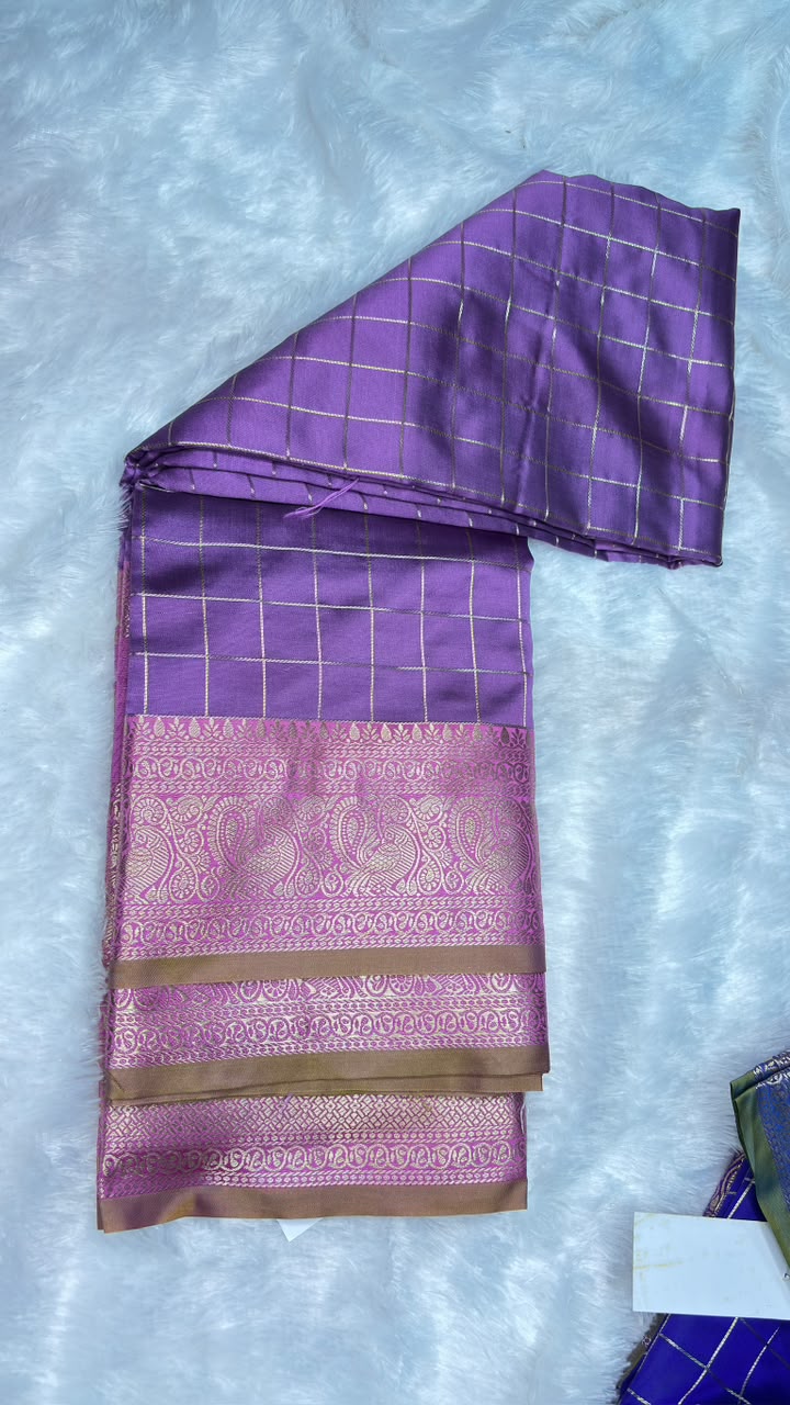 Checked Paithani Silk Saree