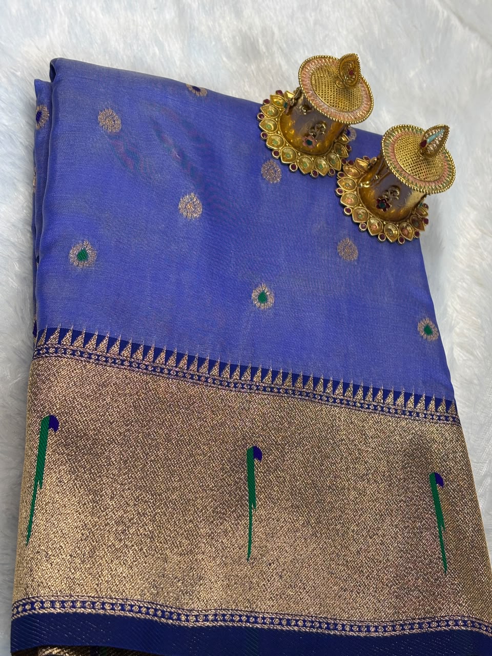 Mustard Peacock Floral Paithani