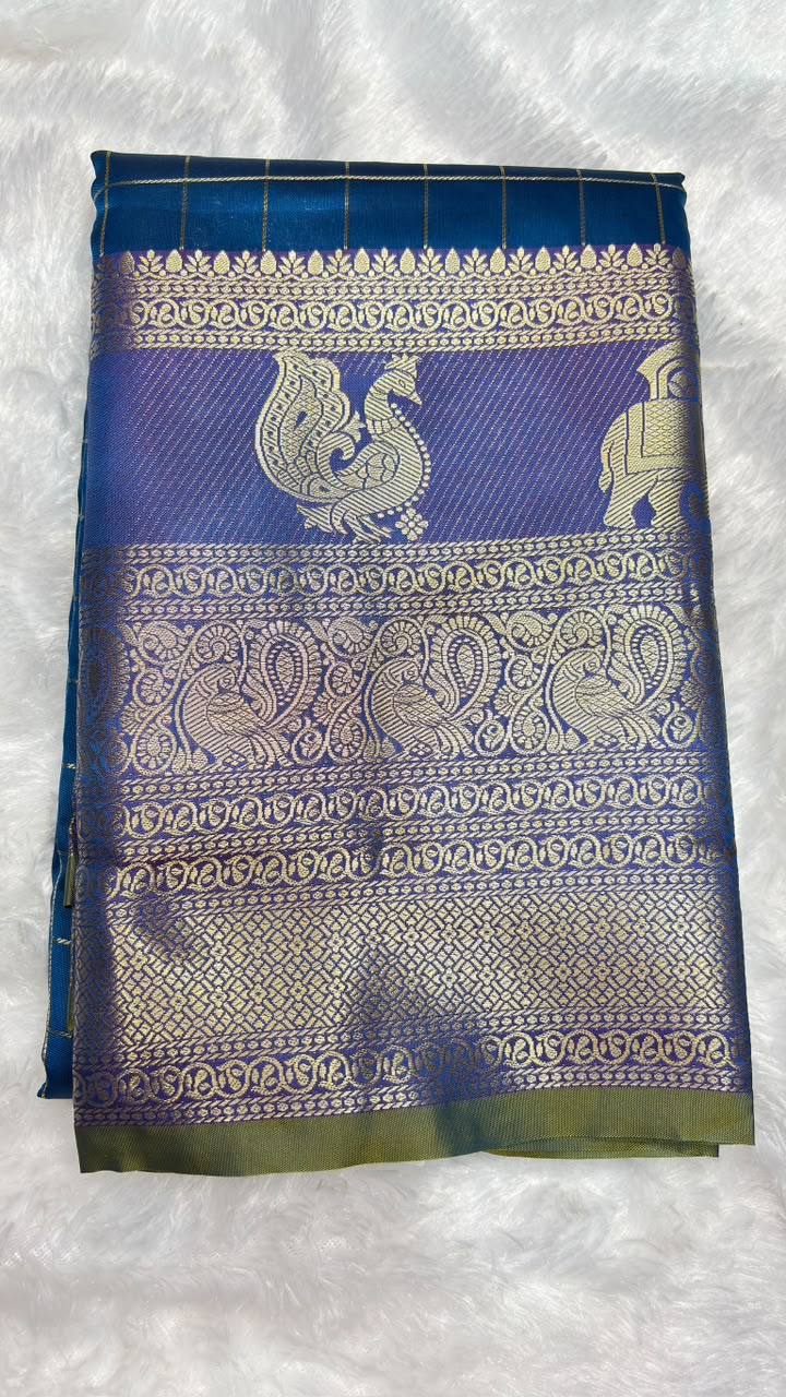 Checked Paithani Silk Saree - Image 2