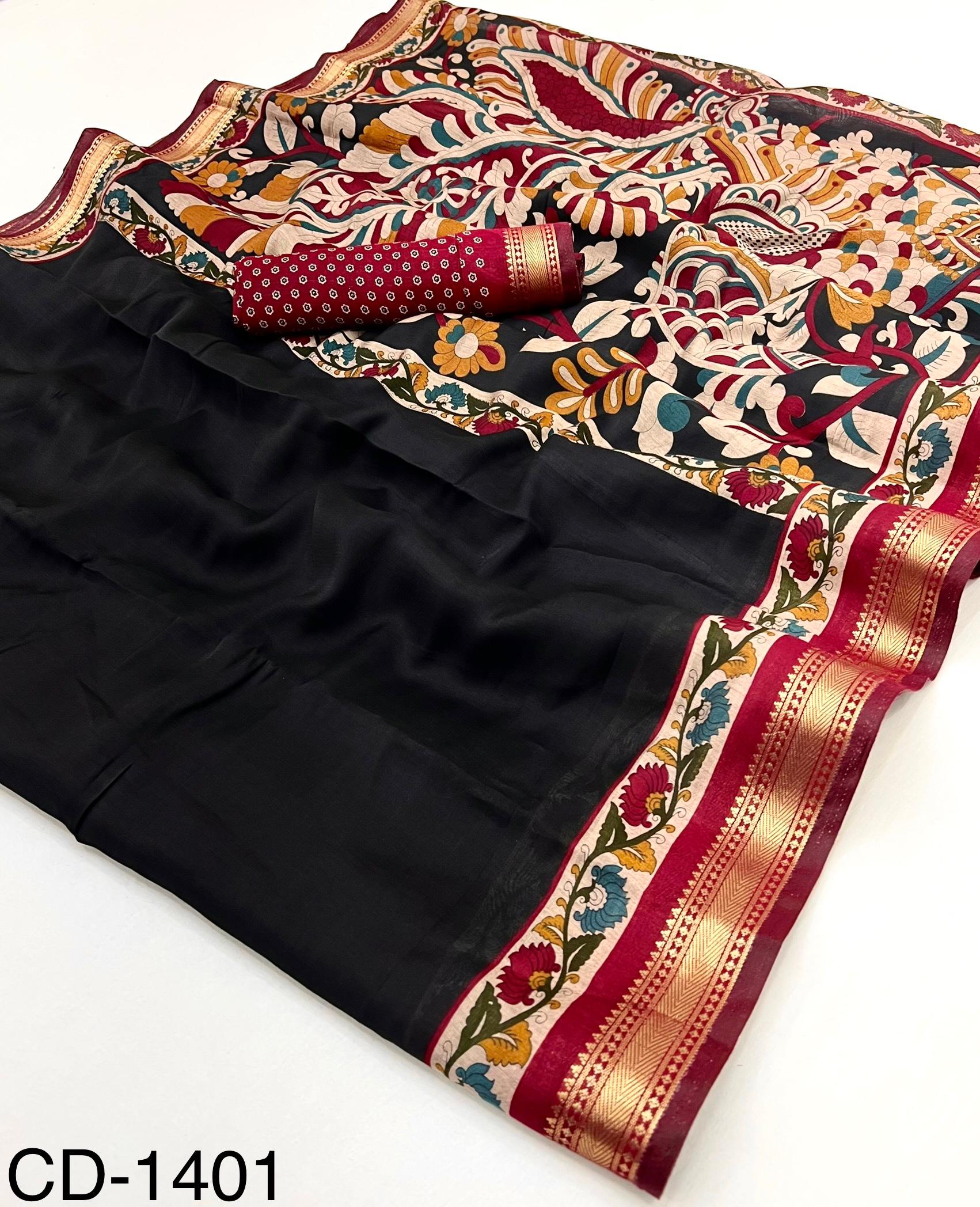 Black Mul Cotton with Kalamkari pallu