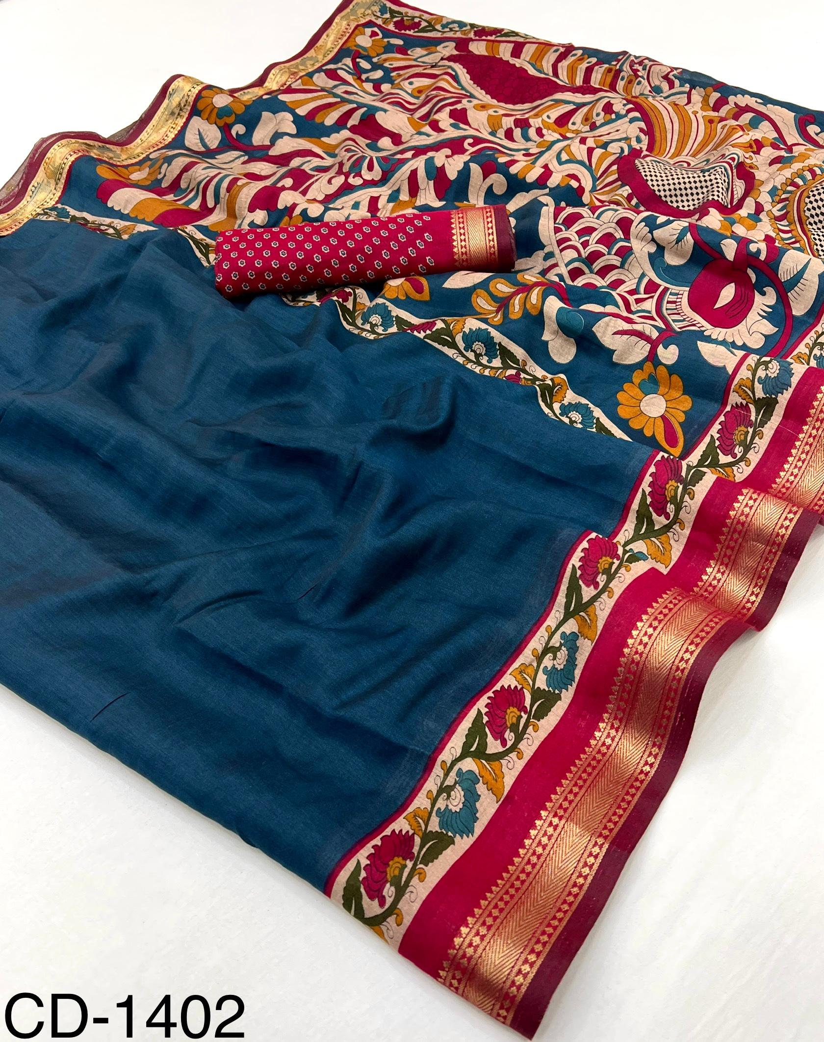 Black Mul Cotton with Kalamkari pallu